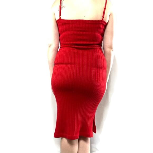 Vintage Naturally Jojo 90s Red Faux Fur Sweater Dress Size Medium - Picture 3 of 5